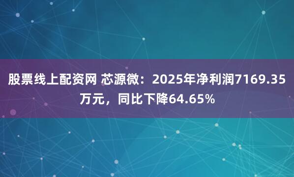 股票线上配资网 芯源微：2025年净利润7169.35万元，同比下降64.65%